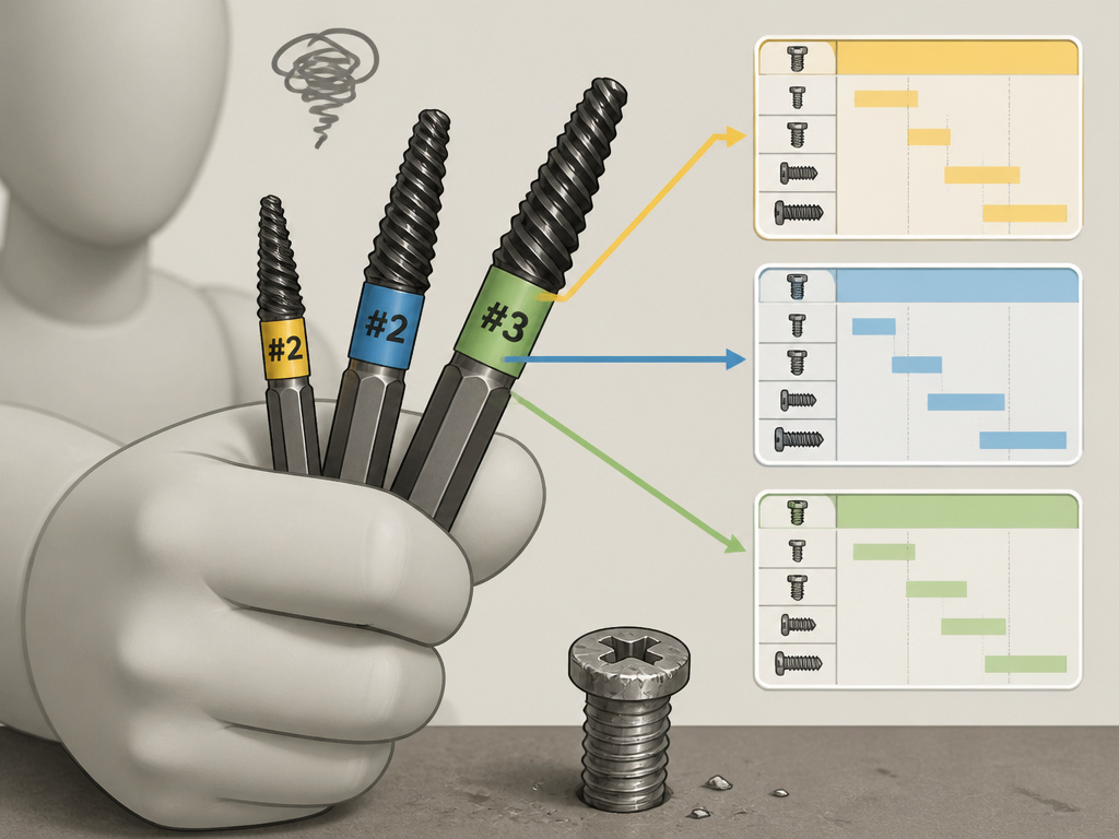 Conflicting screw extractor size guide charts from different brands