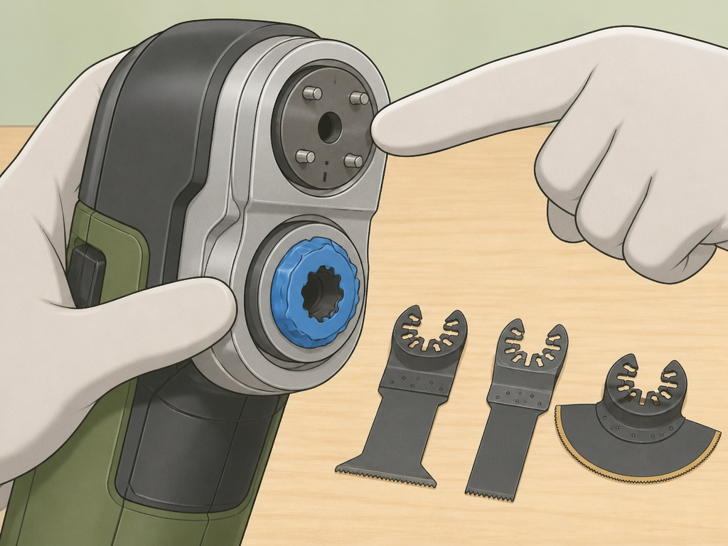 Choosing an oscillating multi-tool blade by checking the tool's mount type.