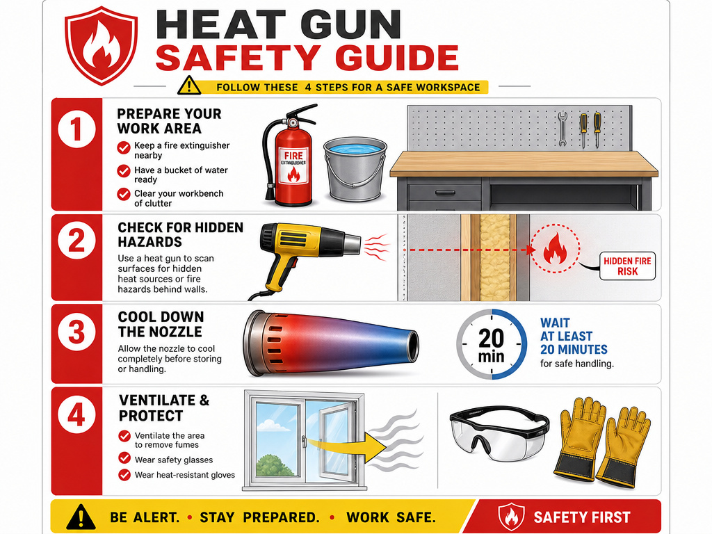 Essential safety infographic for using heat gun alternatives in DIY projects
