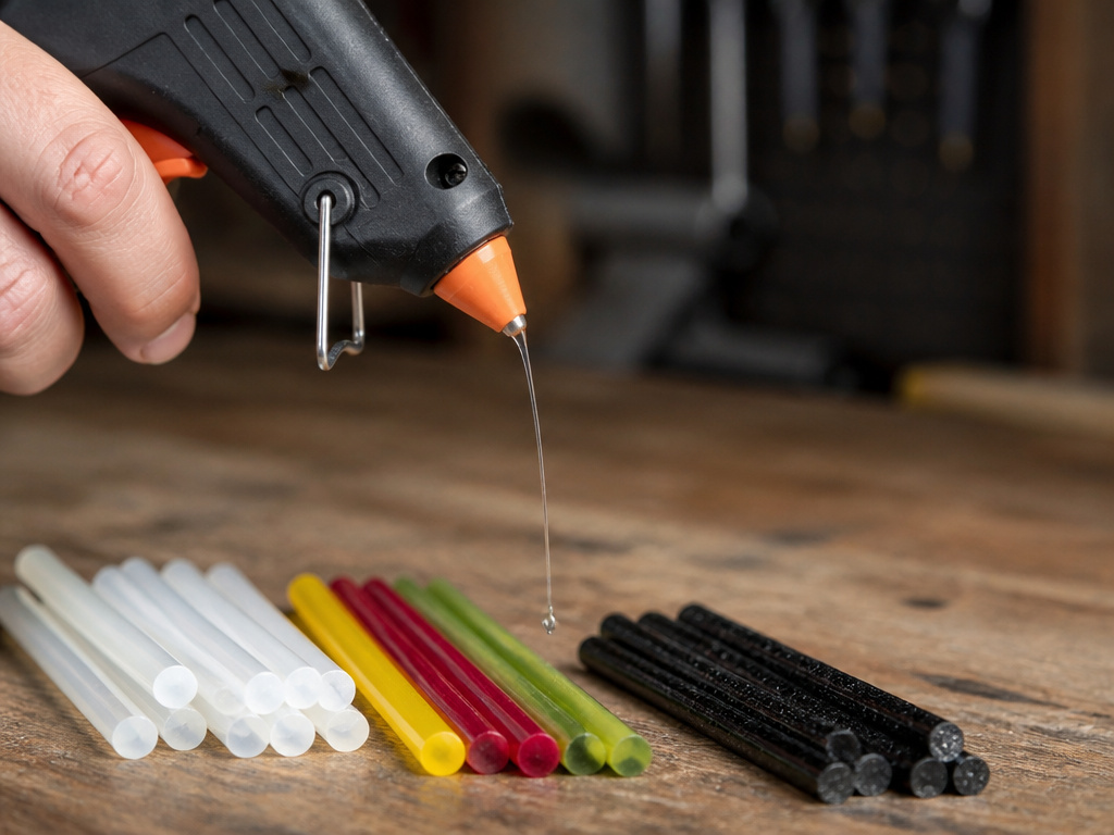 Troubleshooting stringing glue with various types of glue gun sticks.